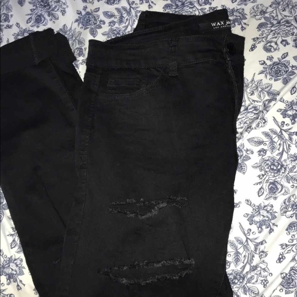 Black Wax Distressed Jeans  | size: 15